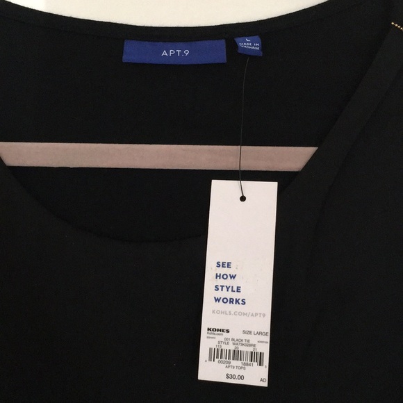 Apt. 9 Black Asymmetrical Blouse with Gold Detail - Picture 6 of 7